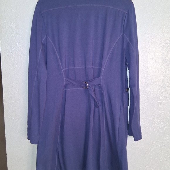 Neon Buddha Purple Lightweight Long Blazer Jacket Artsy Buttons Womens Large - Picture 5 of 6